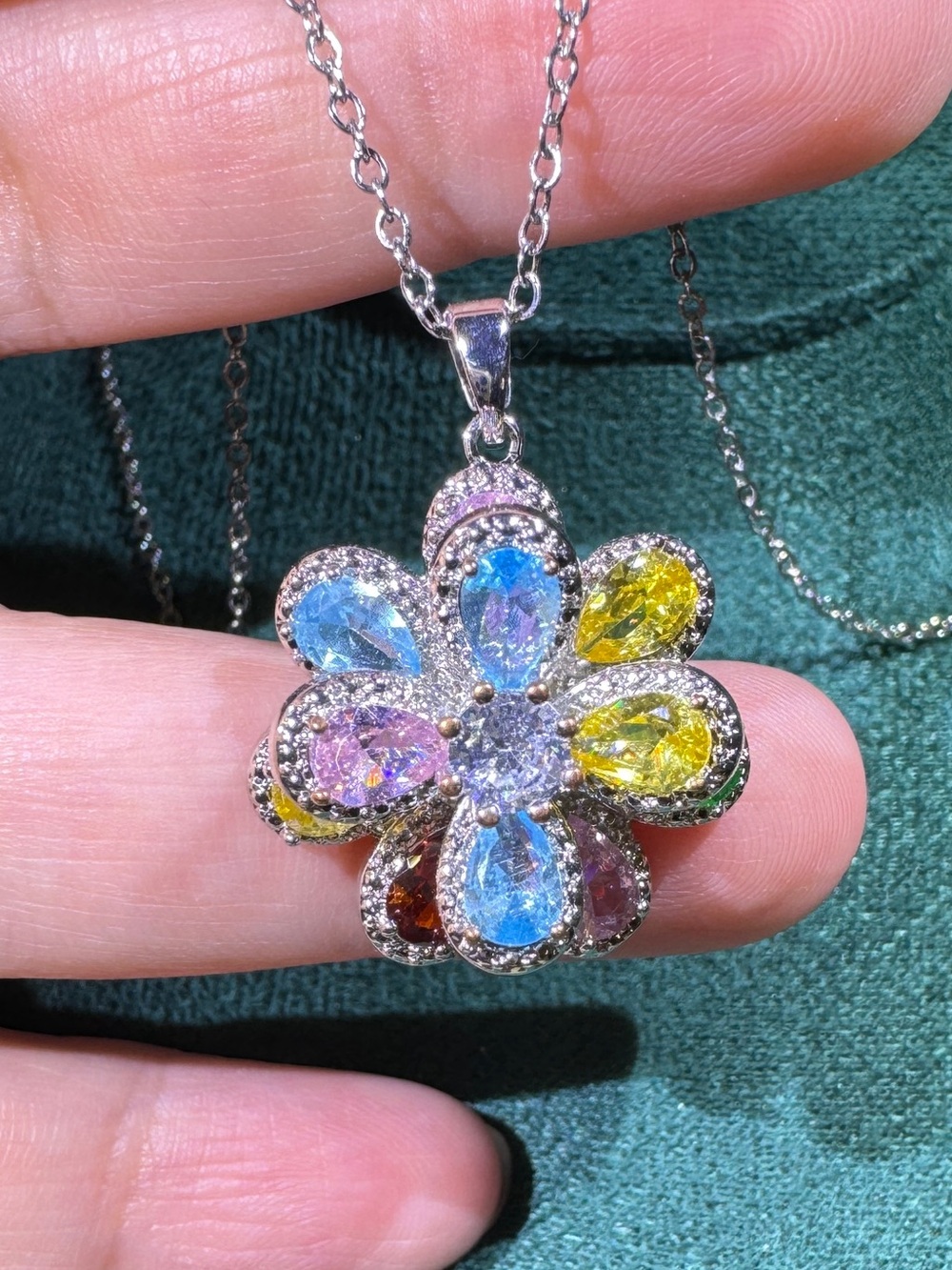 Multicolor Flower Pendant Necklace - Women Jewelry